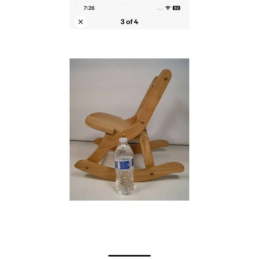 Vintage Wooden Mini Baby Doll house Folding Rocker Rocking‎ Chair